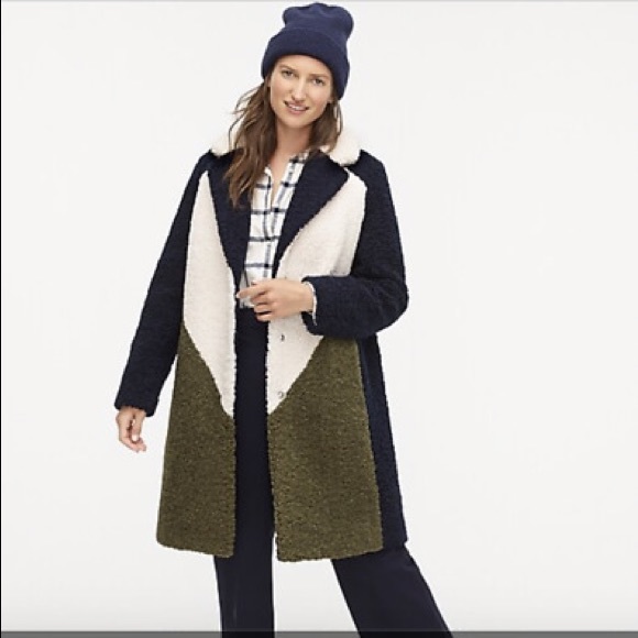 J.Crew Colorblock Sherpa Coat
